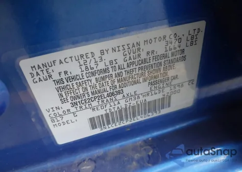 2014 Nissan Versa Note Sv from USA, damaged, VIN 3N1CE2CP2EL406393